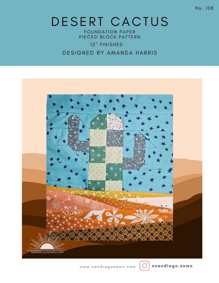 Desert Cactus FPP Block – San Diego Sewn
