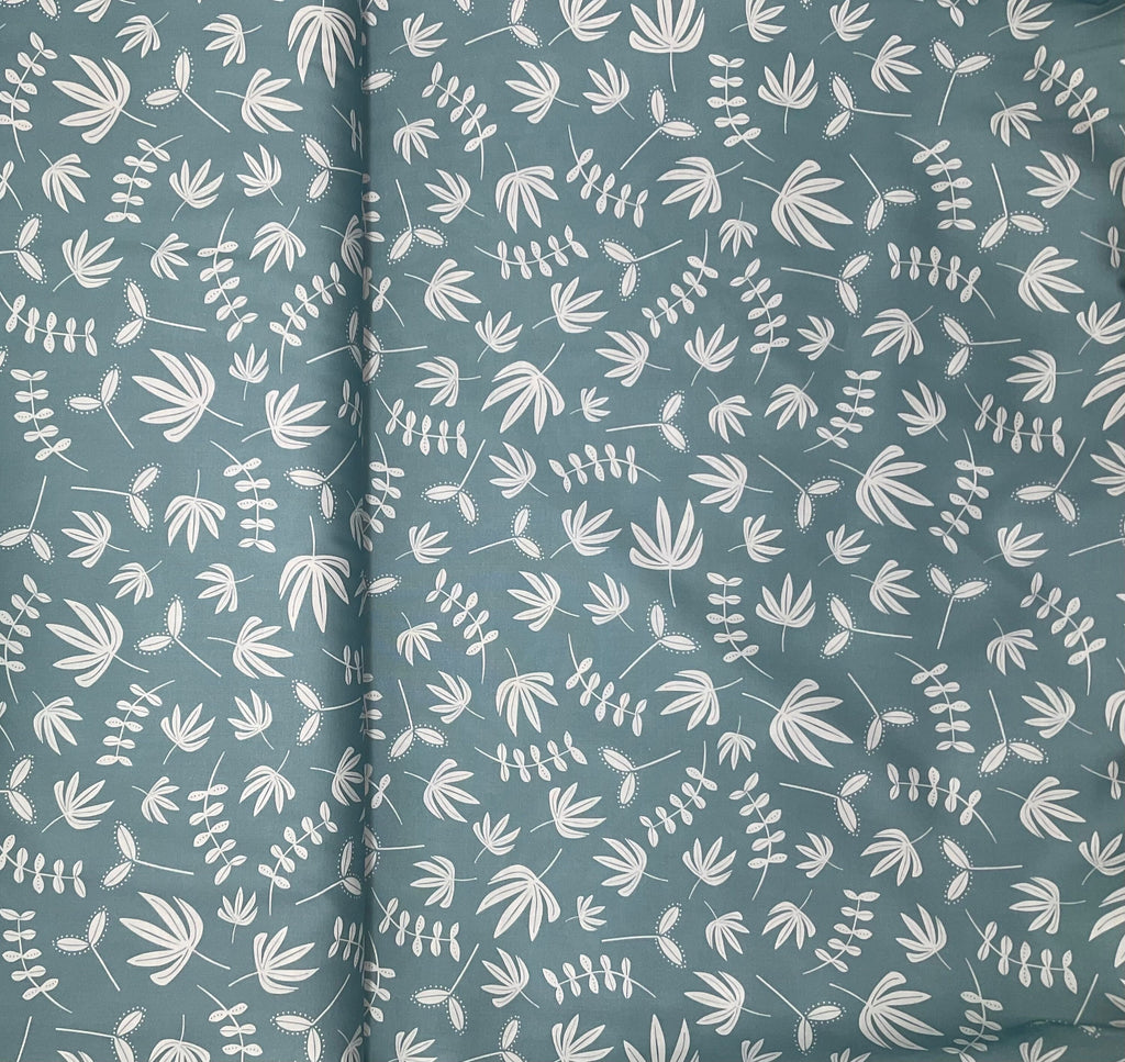 Needle Turn Leaves | Dusty Blue | Karen Lewis | Figo Fabrics |Hand Stitched Collection | Fabric by the yard or half | Quilting Cotton