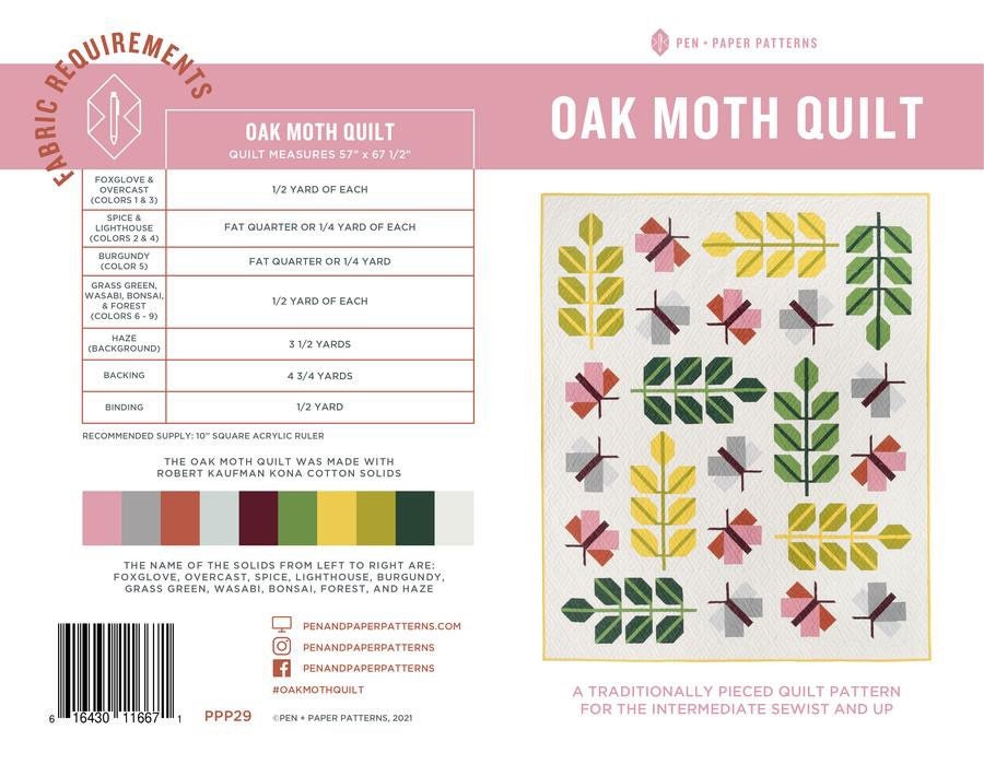Pen + Paper Pattern- Oak Moth Quilt Pattern (printed)