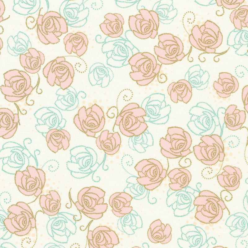 Roses Ivory | From Robert Kaufman | Wishwell | Quilting cotton | Fabric by the yard or half